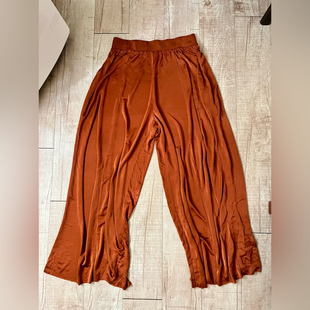 Anthropologie Maeve Wide Leg Pants Rust Brown Rayon Flowy Boho Women’s Sz Small